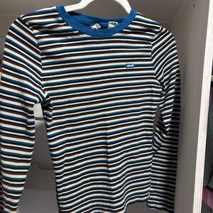 Levi's Navy and White Striped Long Sleeve Tee